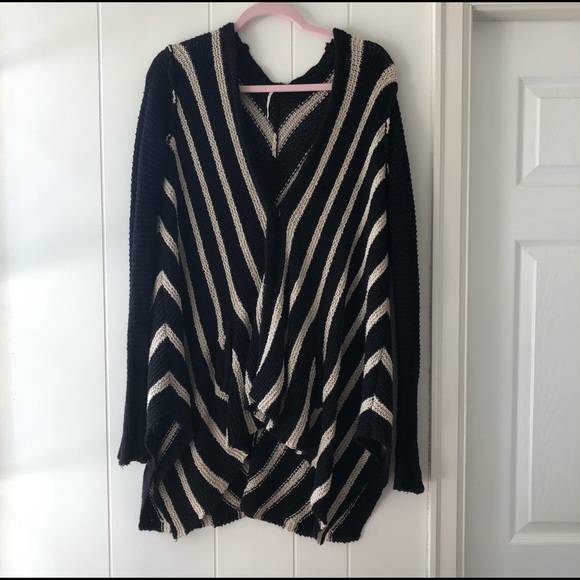 Free People Circle Back Stripe Poncho Cardigan - Picture 4 of 9
